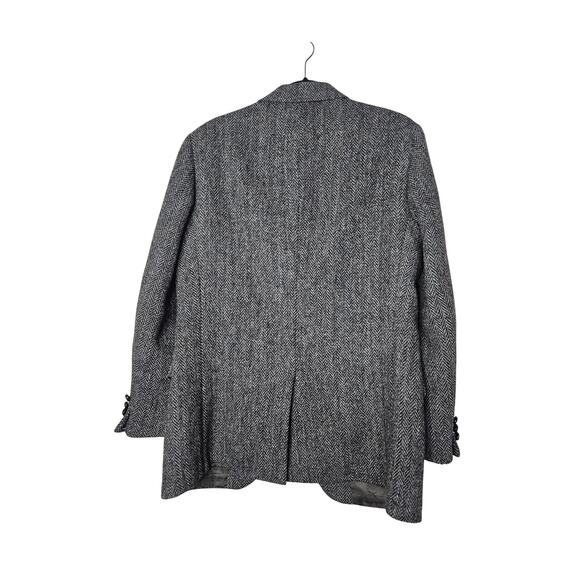 Vintage Harris Tweed 42 Blazer Union Made Gray Herringbone Wool Academia Classic - Picture 4 of 5